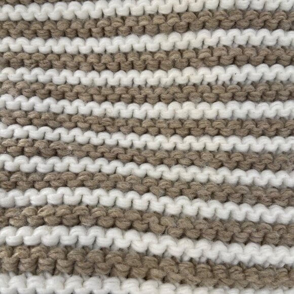 Calvin Klein Striped Knit Infinity Scarf tube Beige & ecru White 100% Acrylic - Picture 8 of 11